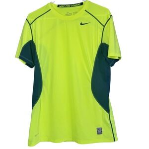 Nike Pro Combat Dri-FIT Fitted Shirt Mens Medium Neon Volt Green/Yellow